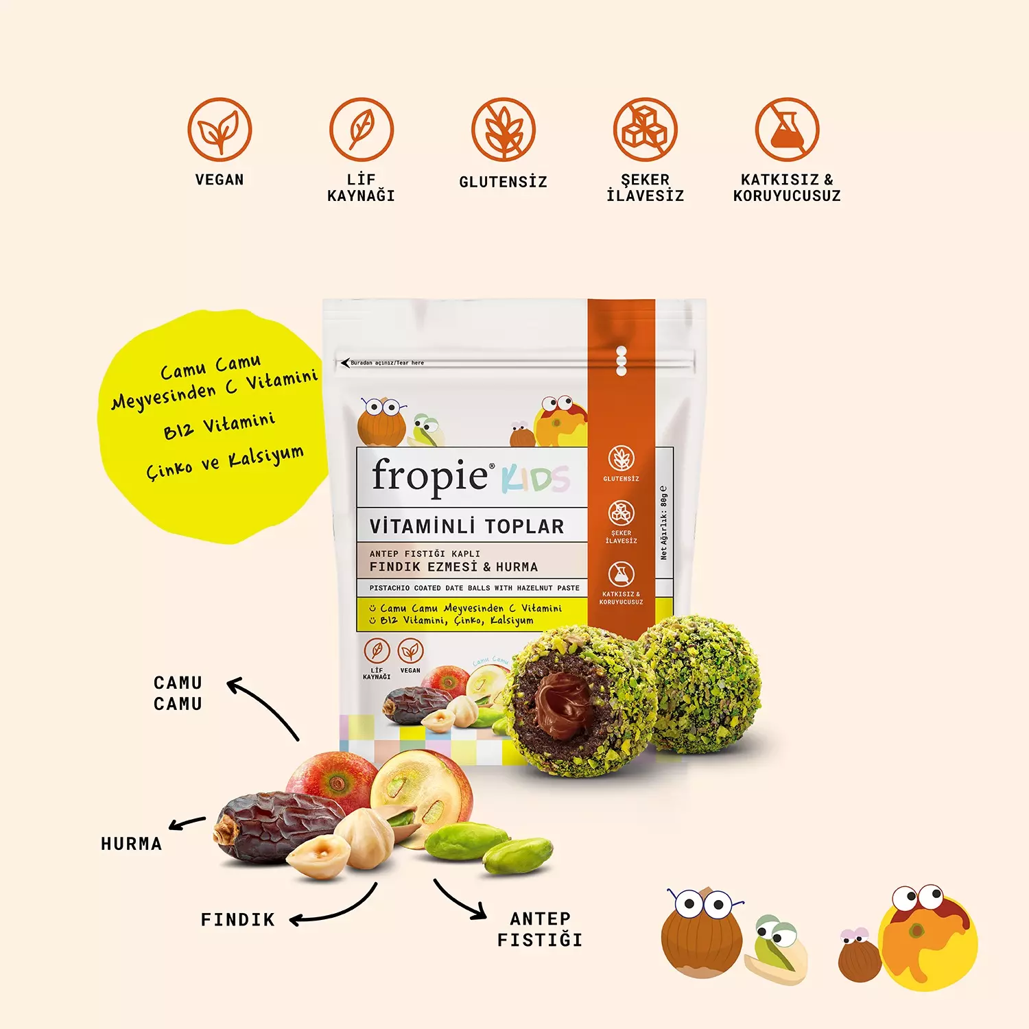 Genel FROPIE - Fındık Ezmeli Kids(Vitamin) Topları - nebyandogal®