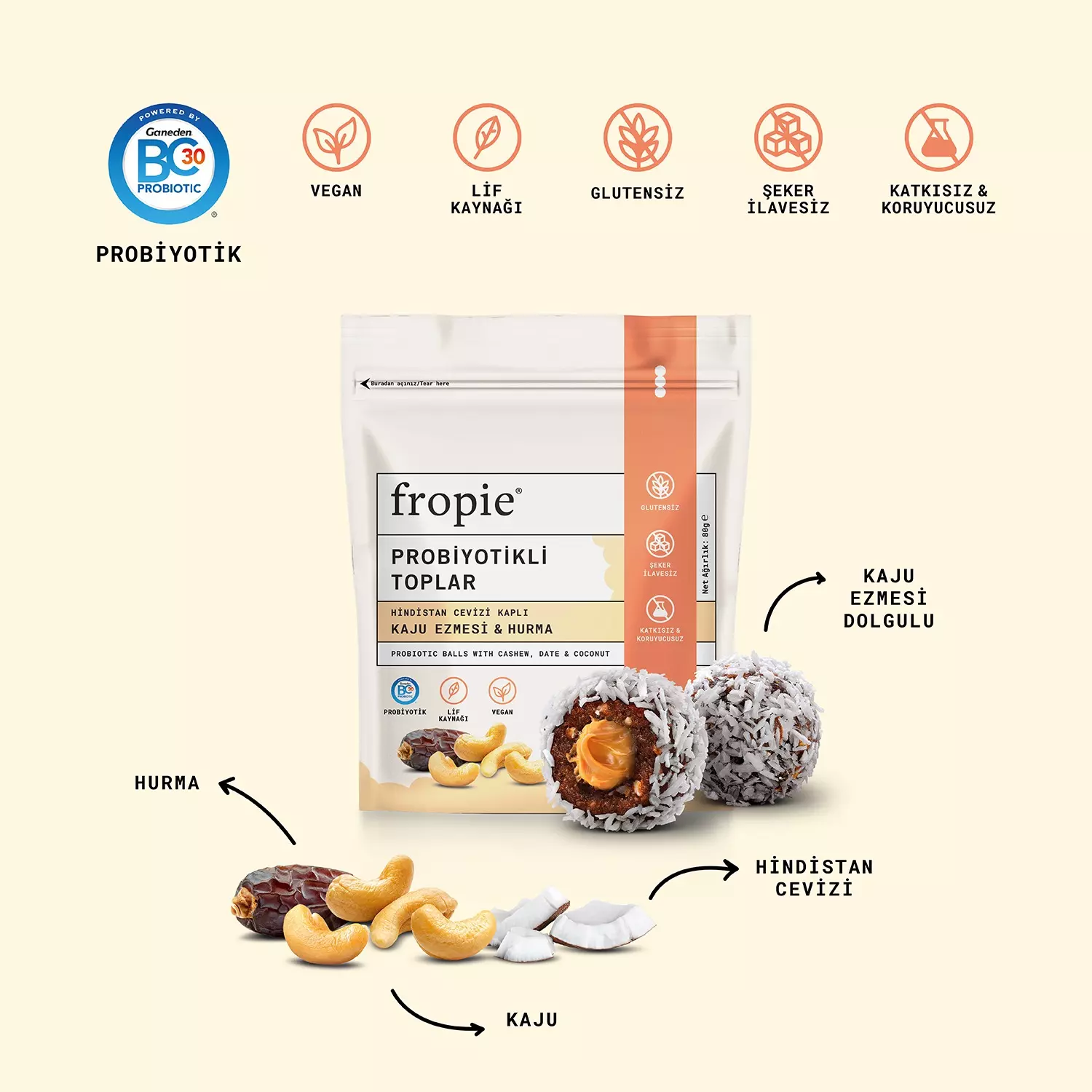 Genel FROPIE - Kaju Ezmeli Probiyotik Topları - nebyandogal®