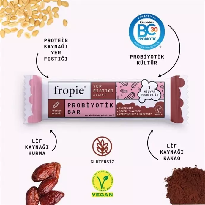 Genel FROPIE - Yer Fıstığı & Kakao Probiyotik Bar 35 g - nebyandogal®