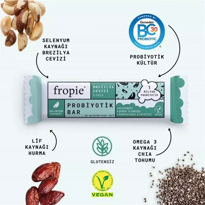 Genel FROPIE - Brezilya Cevizi & Chia Probiyotik Bar 35 g - nebyandogal®
