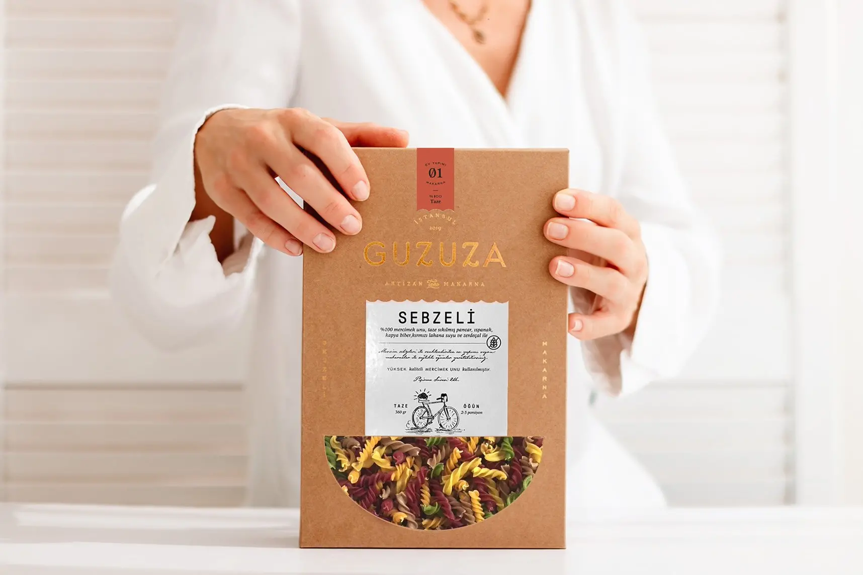 Genel Guzuza Sarı Mercimek Unundan Sebzeli Fusilli 360 g - nebyandogal®