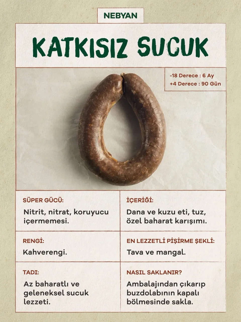 Genel Nebyan Doğal Katkısız Fermente Sucuk